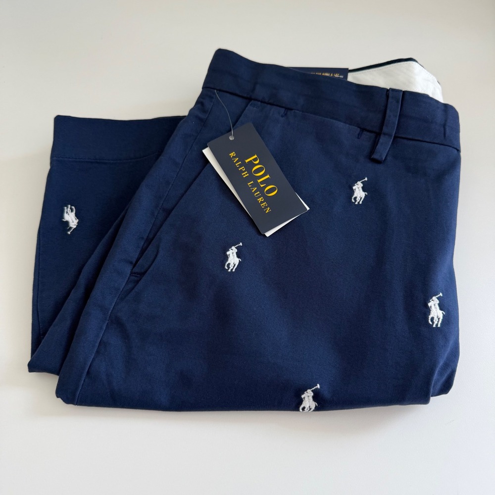 Polo Ralph Lauren Pony Logo Stretch Classic Fit Shorts Navy Men's 33 NWT